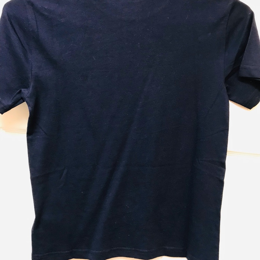 Navy Blue Cotton Jersey Crewneck Tee Shirt